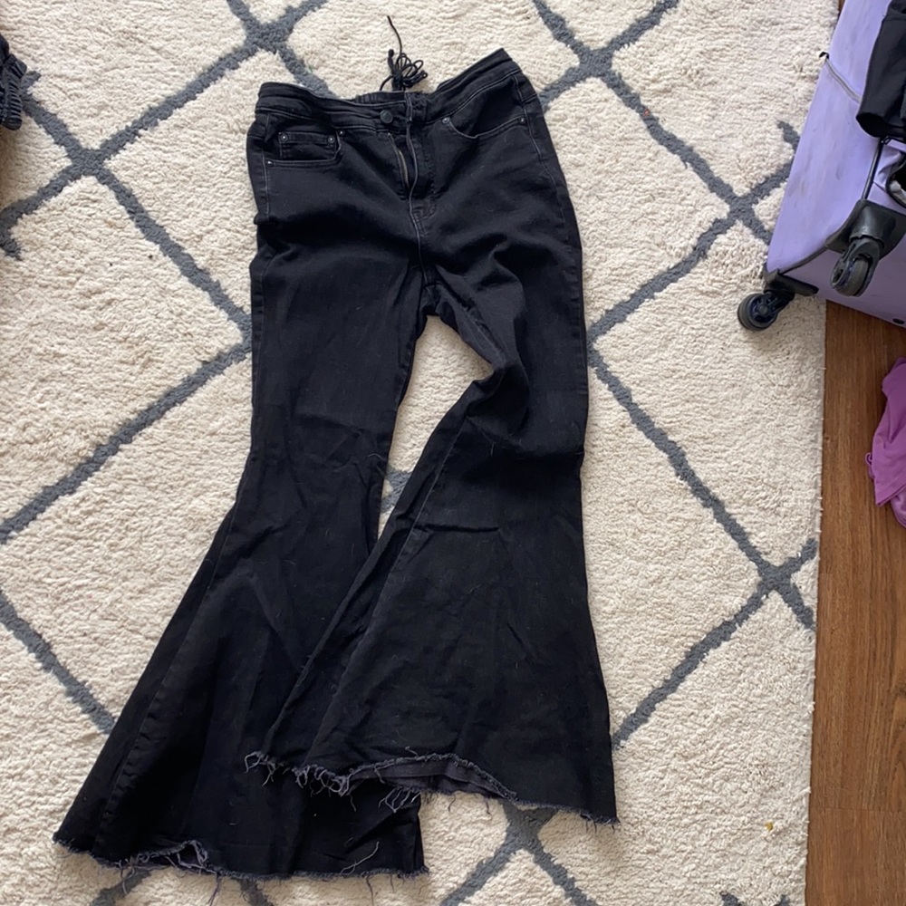 💓sold 💓Free people curvy high rise lace up flares - Picture 5 of 6